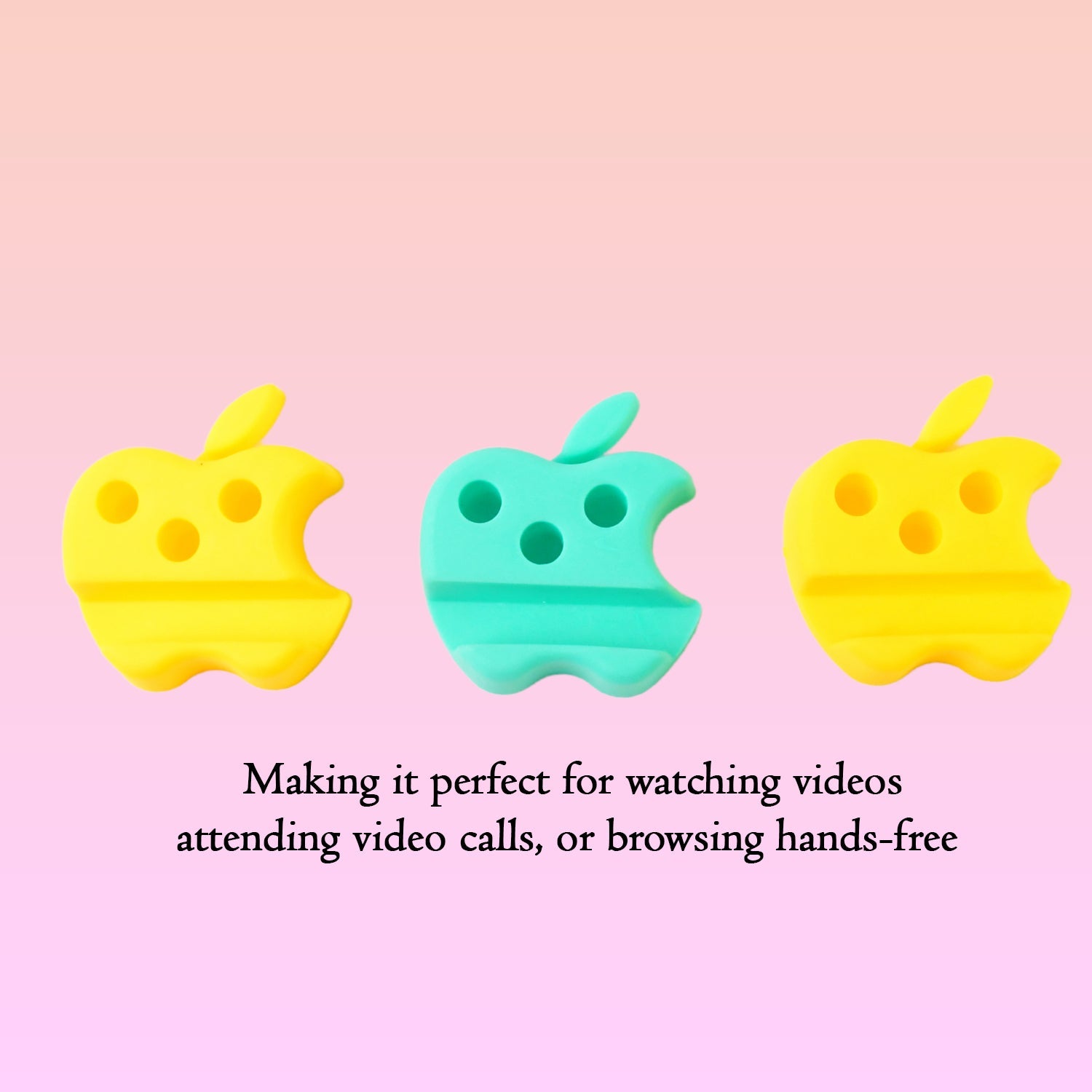 Multi-Functional Apple-Shaped Plastic Mobile Stand with Pen Holder (3 Pc / Mix Color) Multi-Functional Apple-Shaped Plastic Mobile Stand with Pen Holder (3 Pc / Mix Color)